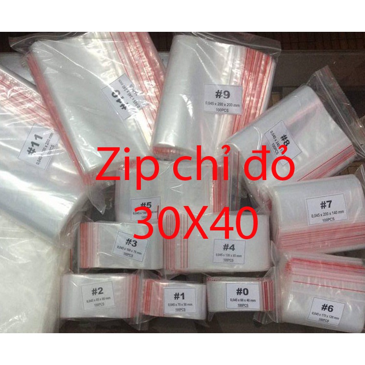 Túi Zip Chỉ Đỏ - 30x40: ( 500 Gr) Đựng quần áo, giày dép