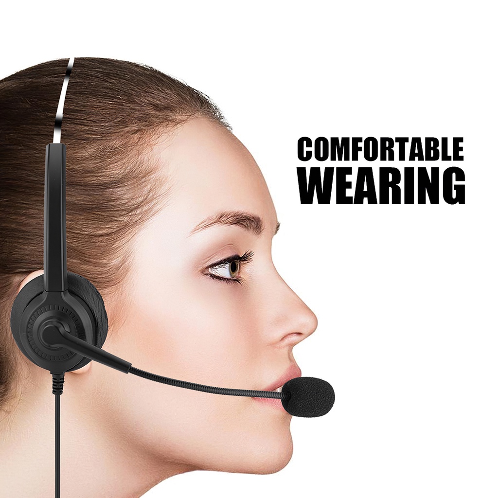 USB Telephone Headset 360 Degrees Rotation Headset Wired Office Headset Call Center Headphone with Clear Noise