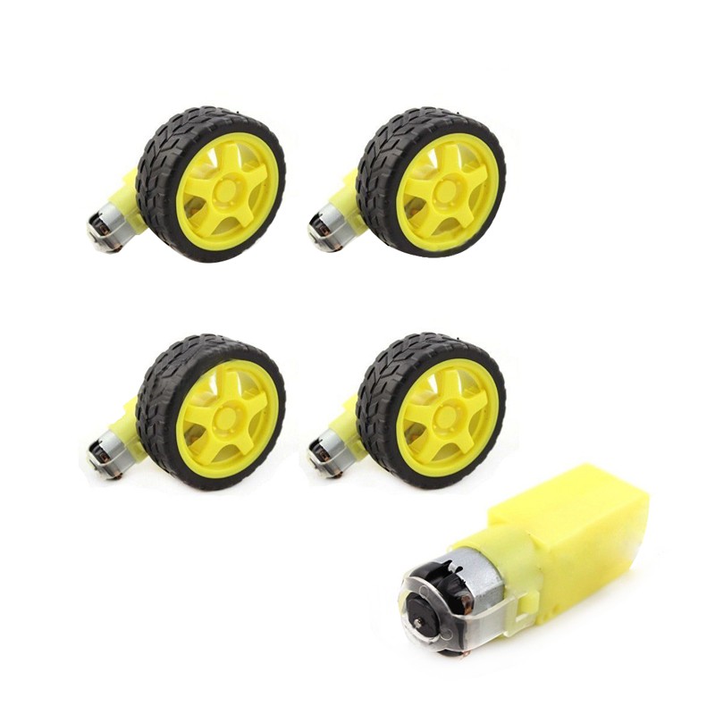 4 Pcs For Arduino Smart Car Robot Tire Wheel with DC 3-6V Gear Motor