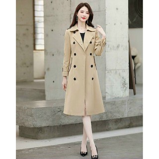 Áo khoác kaki nữ dáng dài phối nút siêu sang - Mua áo khoác nữ đẹp