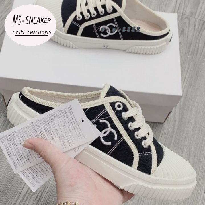 Giày thể thao Sneaker, giày sục CHANEL đen trắng SIÊU HOT SIÊU CUTE full size 35-&gt;39.