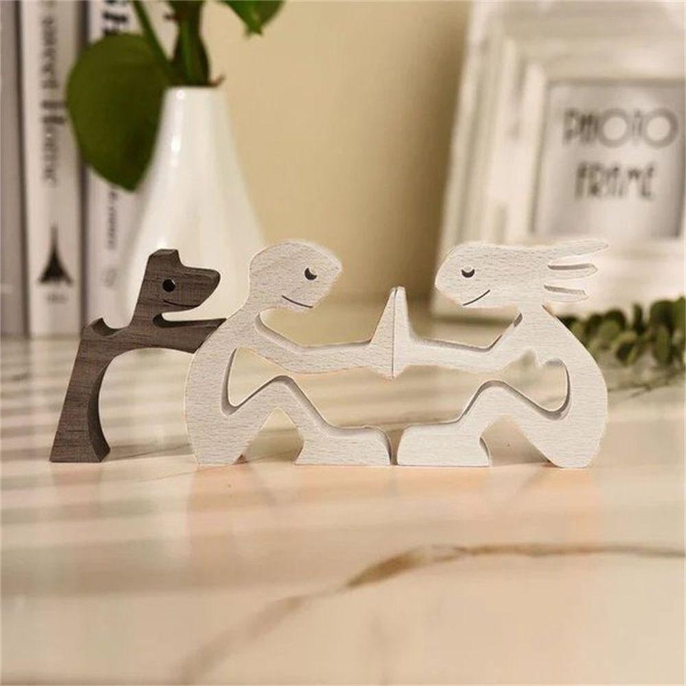 MOCHO Gia Đình Cún Cưng Không Phai Màu Chó Mèo Thân Thiện Với Môi Trường Trang Trí Bằng Gỗ Thủ Công
