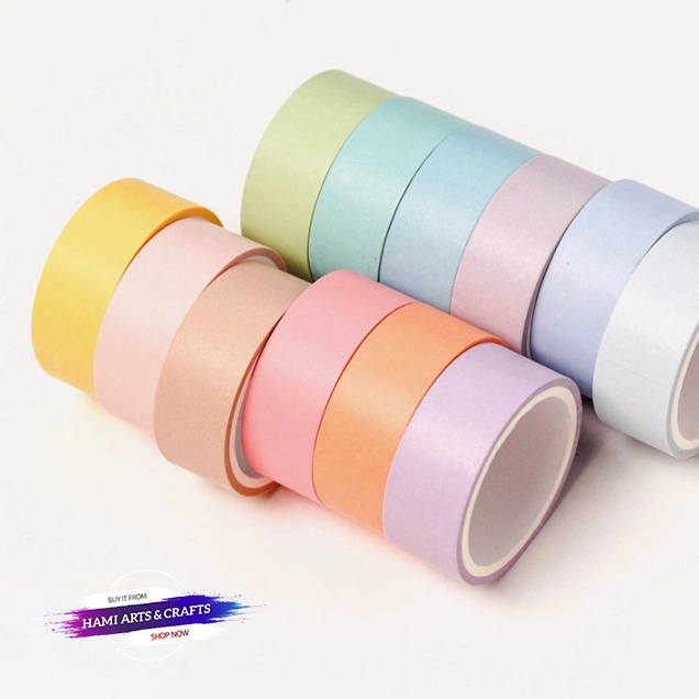 Washi Tape 12 màu pastel dài 3m [washi-061]