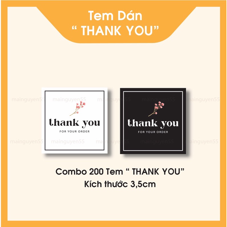 Combo 200 Tem Thank You , Tem Cảm Ơn
