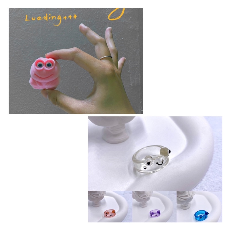 Nhẫn Ếch Acrylic Trong Suốt Hiện Đại Năng Động Dành Cho Các Cặp Đôi