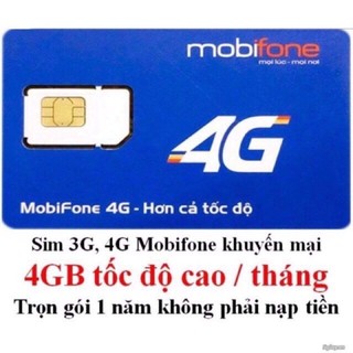 Sim 4G Mobifone miễn phí trọn gói 12 tháng 48gb