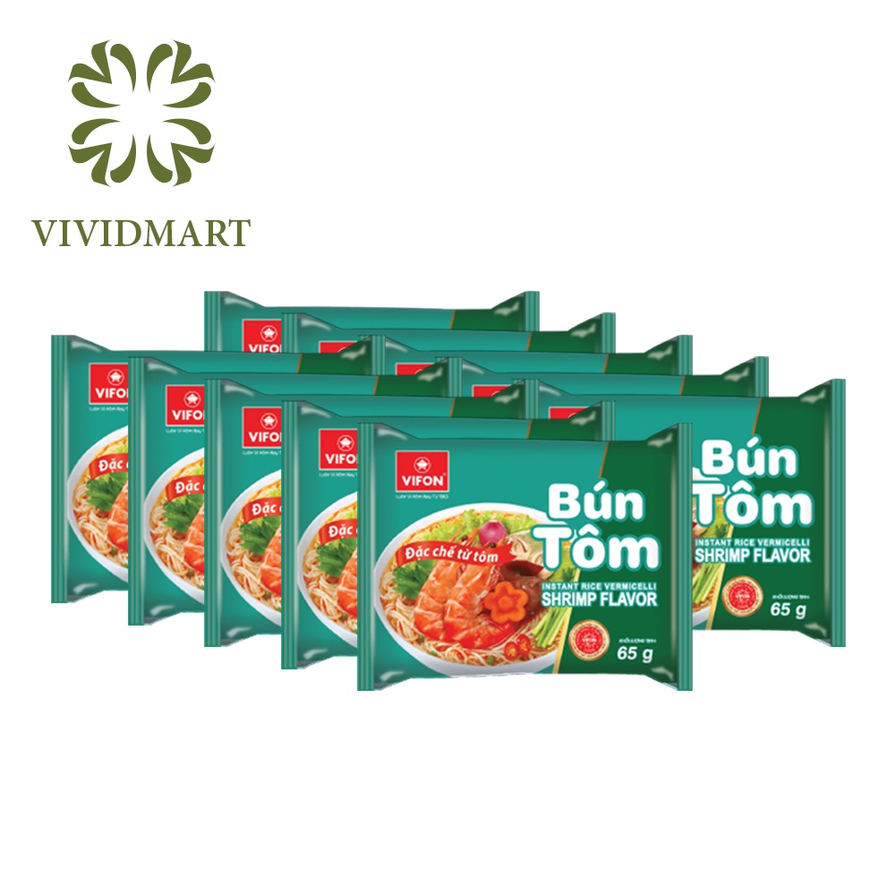 [Set 10 gói] BÚN TÔM (65g), BÚN RIÊU CUA (80g) CÓ TÚI RIÊU CUA THẬT, BÚN GIÒ HEO (65g), BÚN BÒ HUẾ (80g) – VIFON