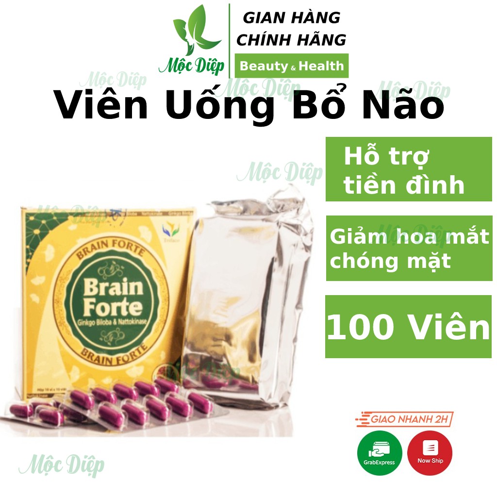 Viên uống bổ não giảm rối loạn tiền đình - Hoạt huyết dưỡng não Brain Forte tuần hoàn máu não, giảm đau đầu