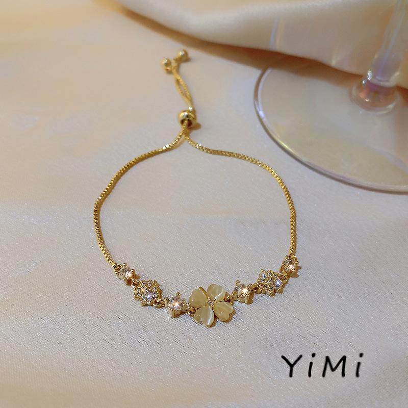 Vòng Tay Mạ Vàng Thật Đính Đá Opal Cánh Hoa Cánh Hoa Thời Trang Mùa Hè Siêu Thượng