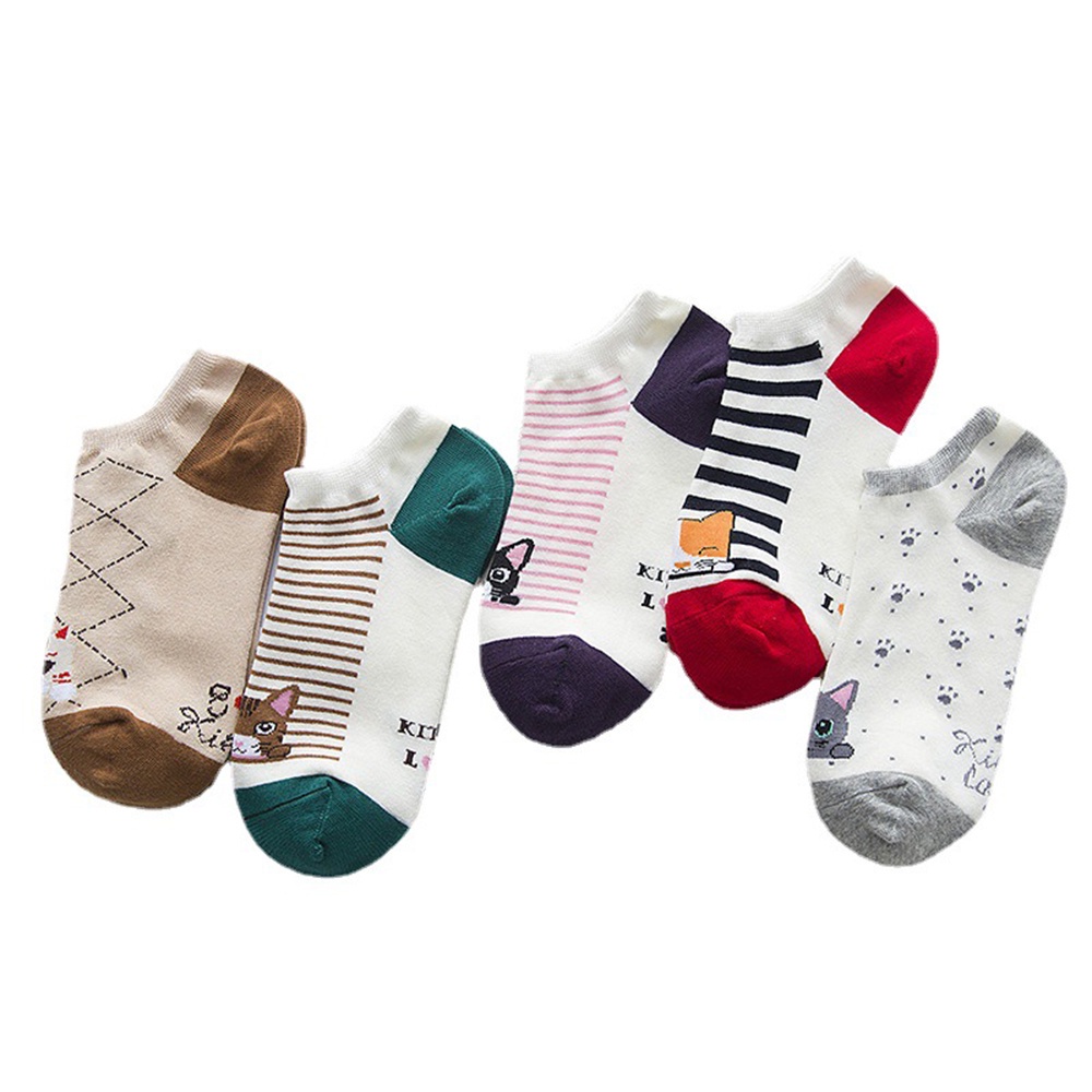 Vớ Cotton Cổ Thấp Họa Tiết Chân Mèo Thời Trang Phong Cách Hàn Quốc Cho Nữ