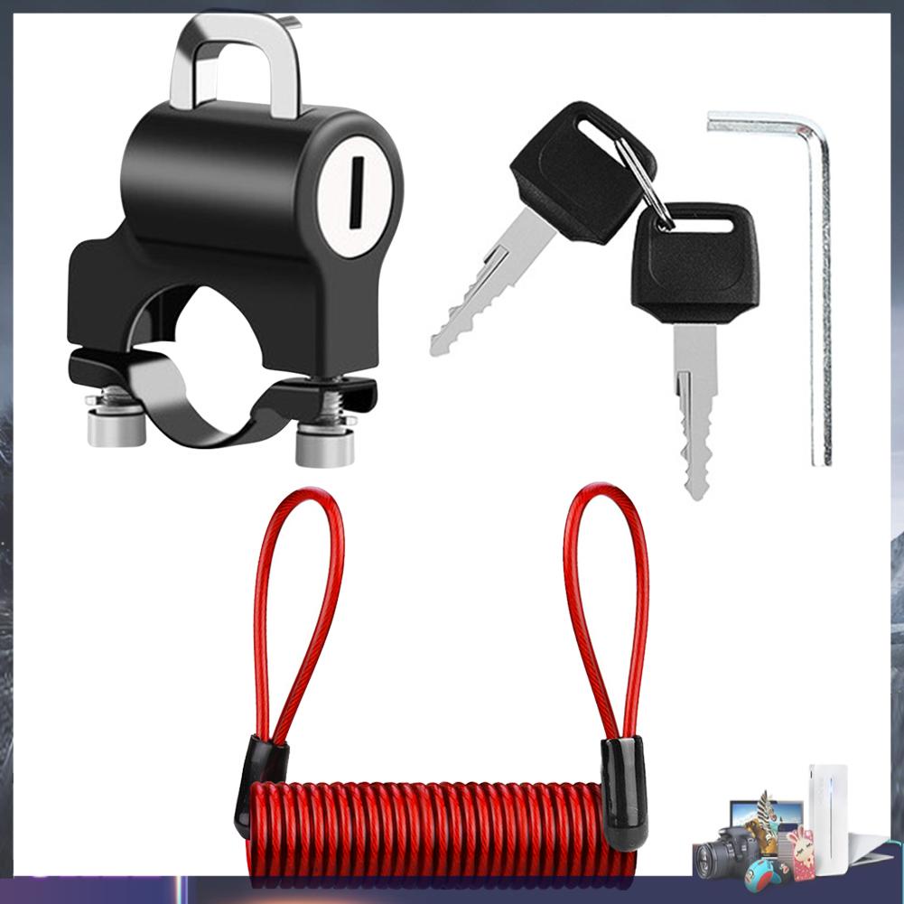 Bộ khóa mũ bảo hiểm xe đạp chống trộm thông dụng với dây đeo màu đỏ