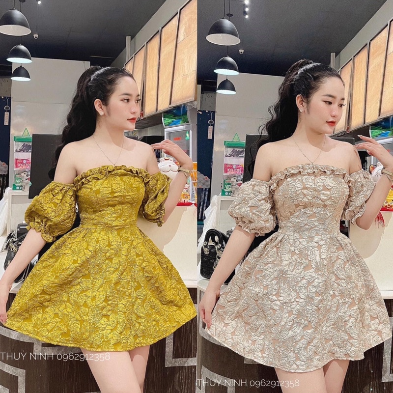 Đầm xoè trễ vai xinh dịu dàng (Đẹp mê ly💯)