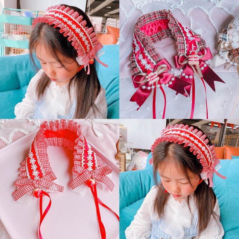 Băng Đô Ren Xếp Ly Nhiều Màu Sắc Phong Cách Lolita Dành Cho Nữ