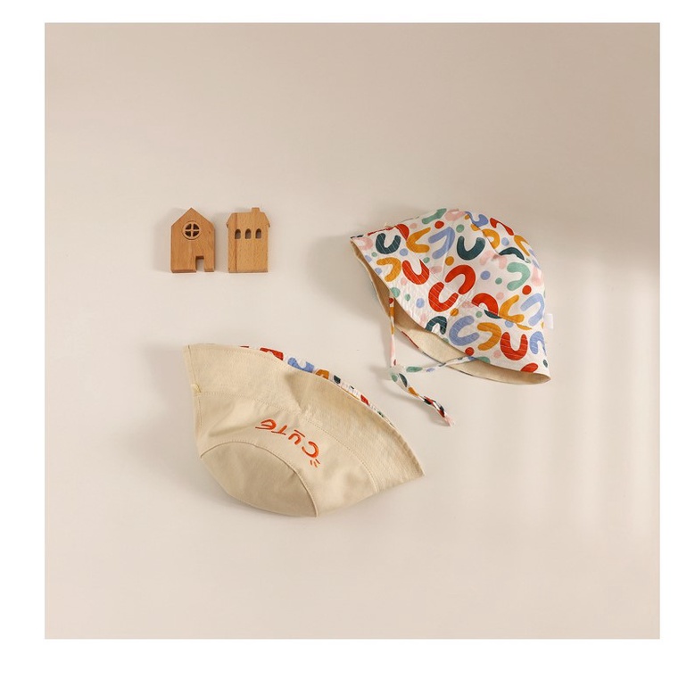 Mũ tai bèo thêu chữ cute, đội được 2 mặt cho bé từ 2 đến 6 tuổi