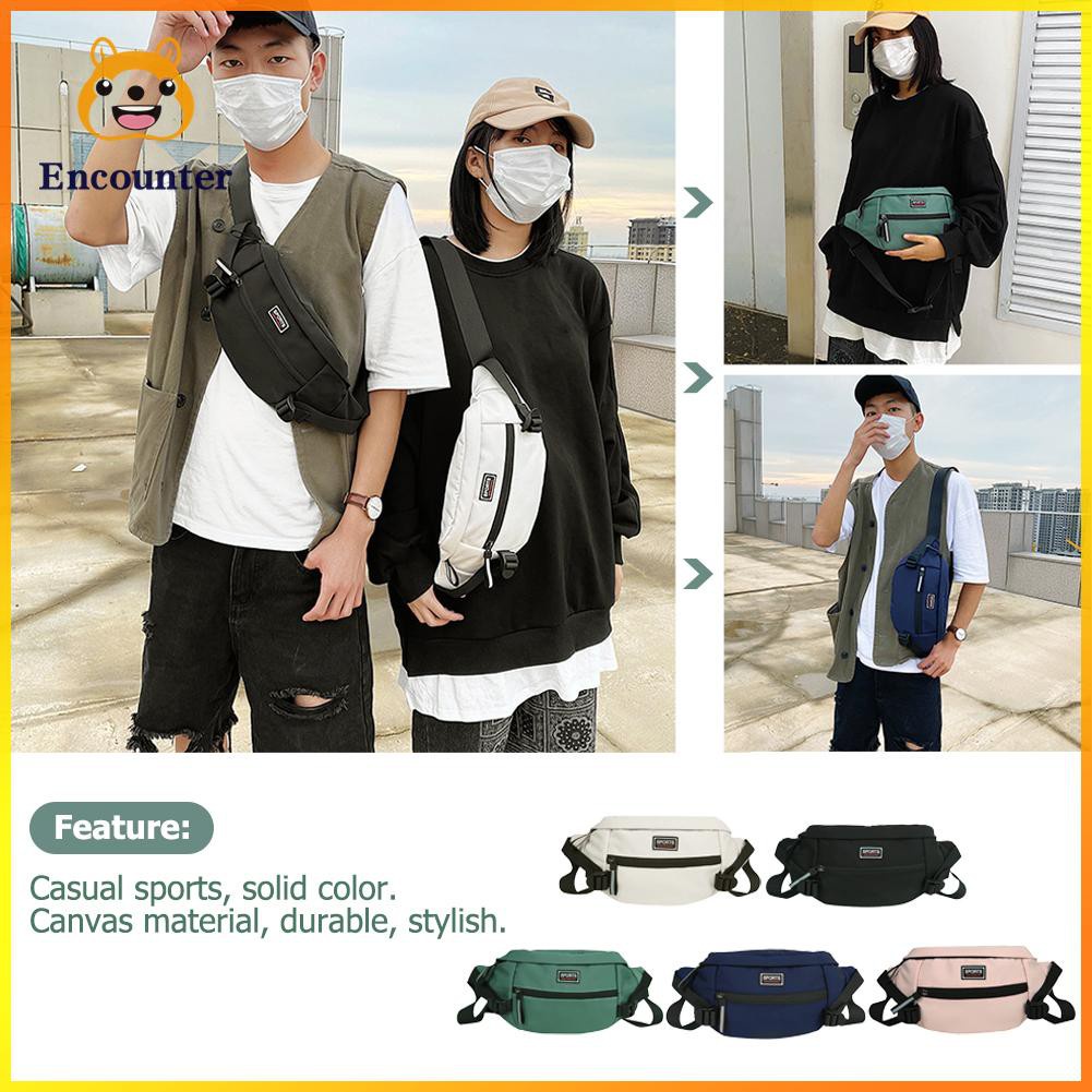 ○Encounter○ Canvas Chest Bag Women Men Fanny Bum Belt Pack Sport Casual Crossbody Pouch☆