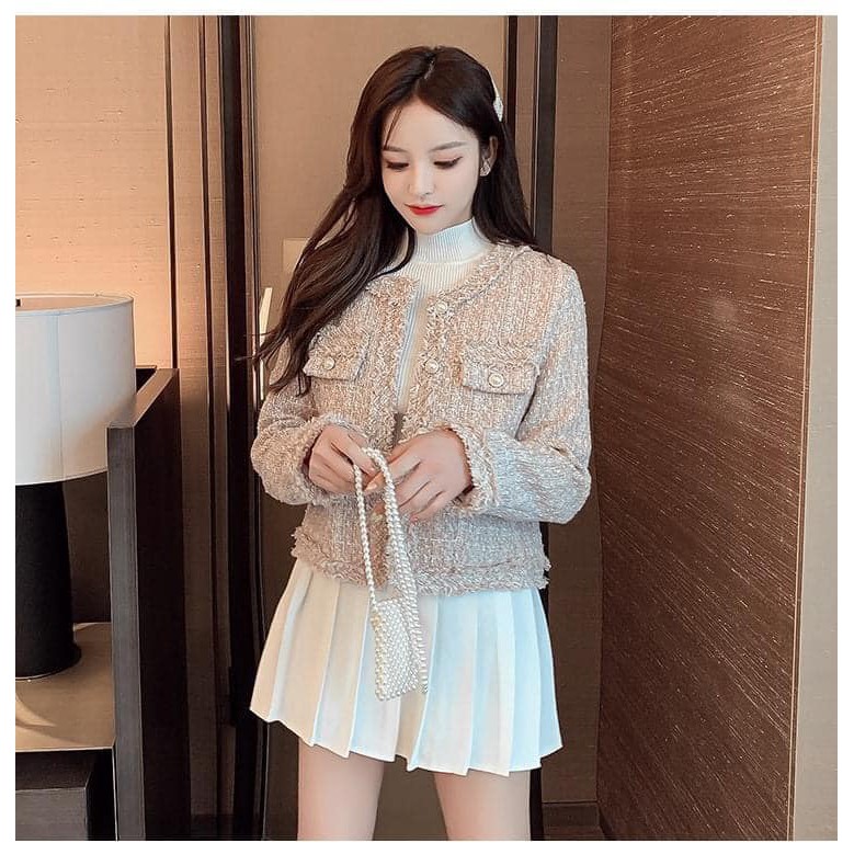 [HÀNG ORDER] Áo khoác dạ tweed hồng nhạt, áo dạ tweed nữ hàng Quảng Châu | BigBuy360 - bigbuy360.vn