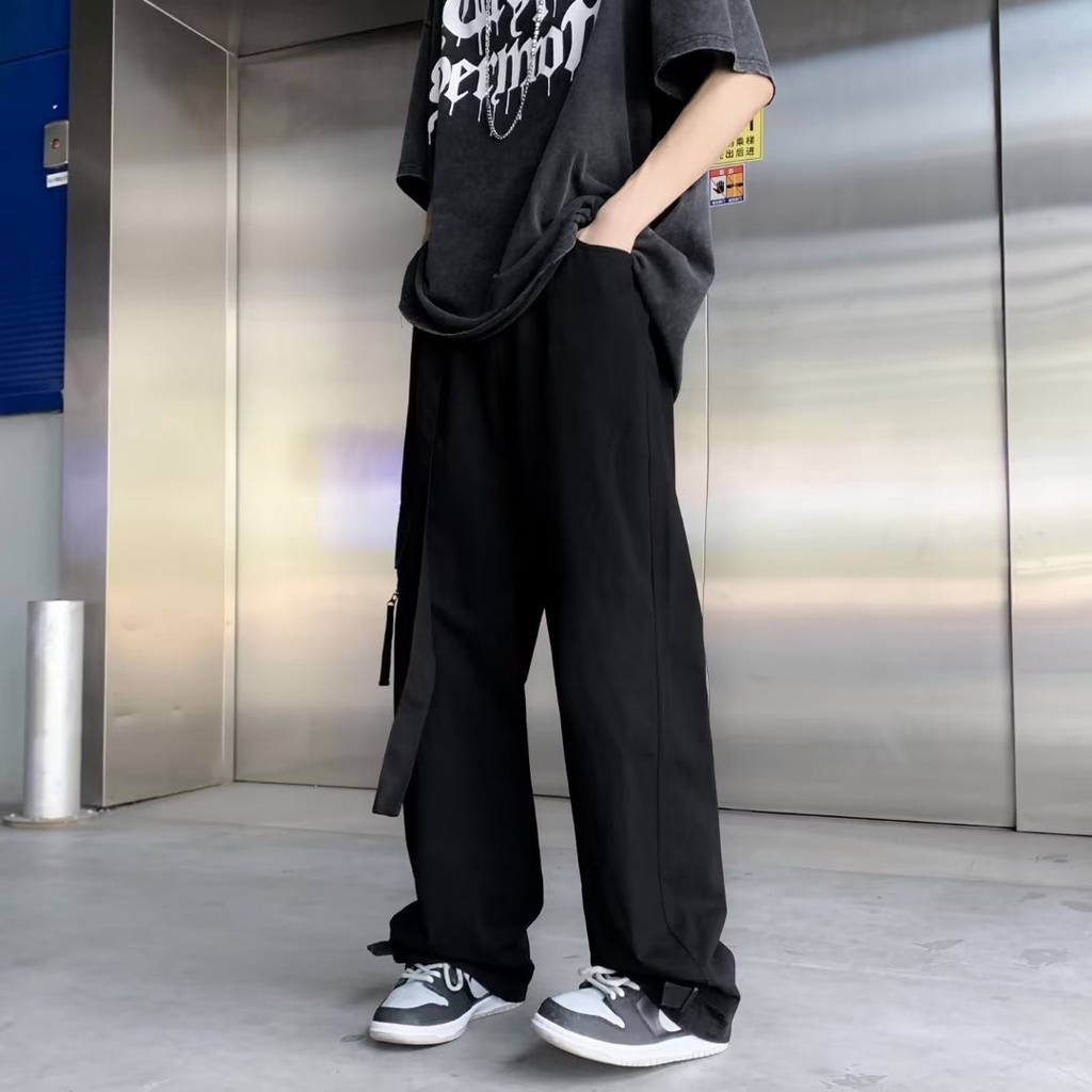 quần túi hộp nam retro thời trang quần túi hộp nữ from rộng quần ống suông phong cách Hàn Quốc thời trang quần thể thao nam dài trẻ tuổi  unisex Quần ống rộng