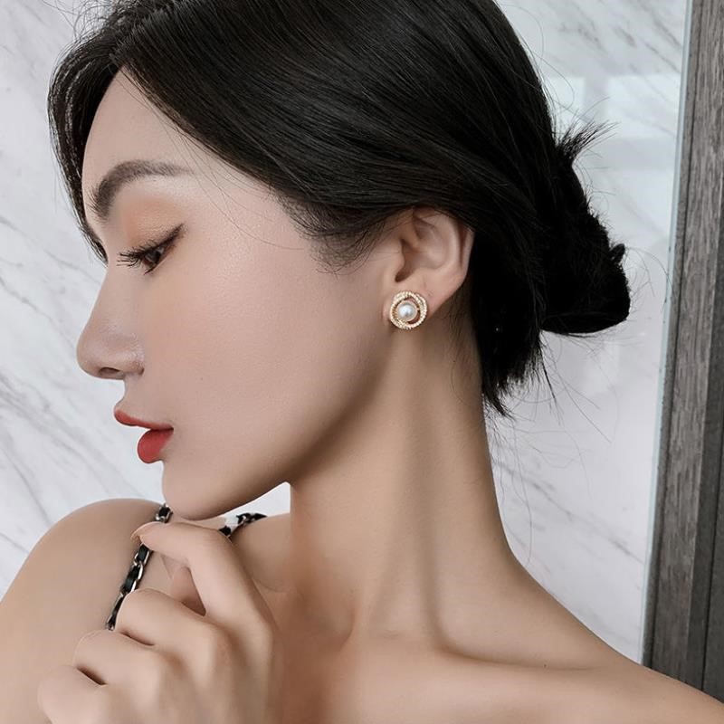Bông Tai Đính Ngọc Trai Đơn Giản Phong Cách Hàn Quốc 2020 Cho Nữ