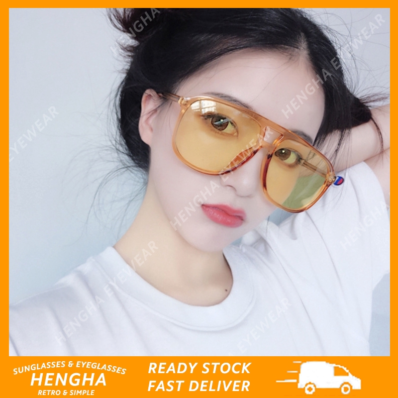 【HENGHA】【chứng khoán sẵn sàng】Thời trang Hàn Quốc Màu kẹo ngoại cỡ Kính râm Phụ nữ / Nam giới