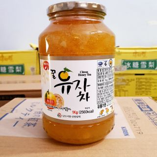 Một hủ chanh đào ngâm mật ong Hàn Quốc hủ thủy tinh 1000g