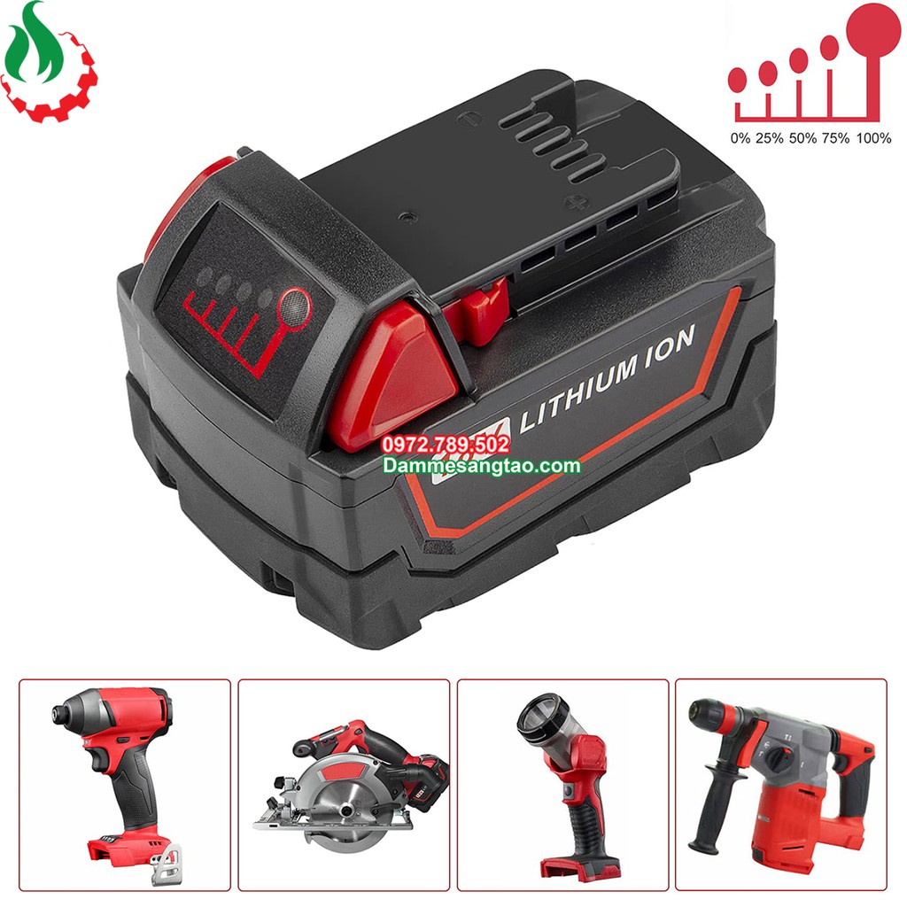 Pin milwaukee 18V Li-ion nhận sạc zin