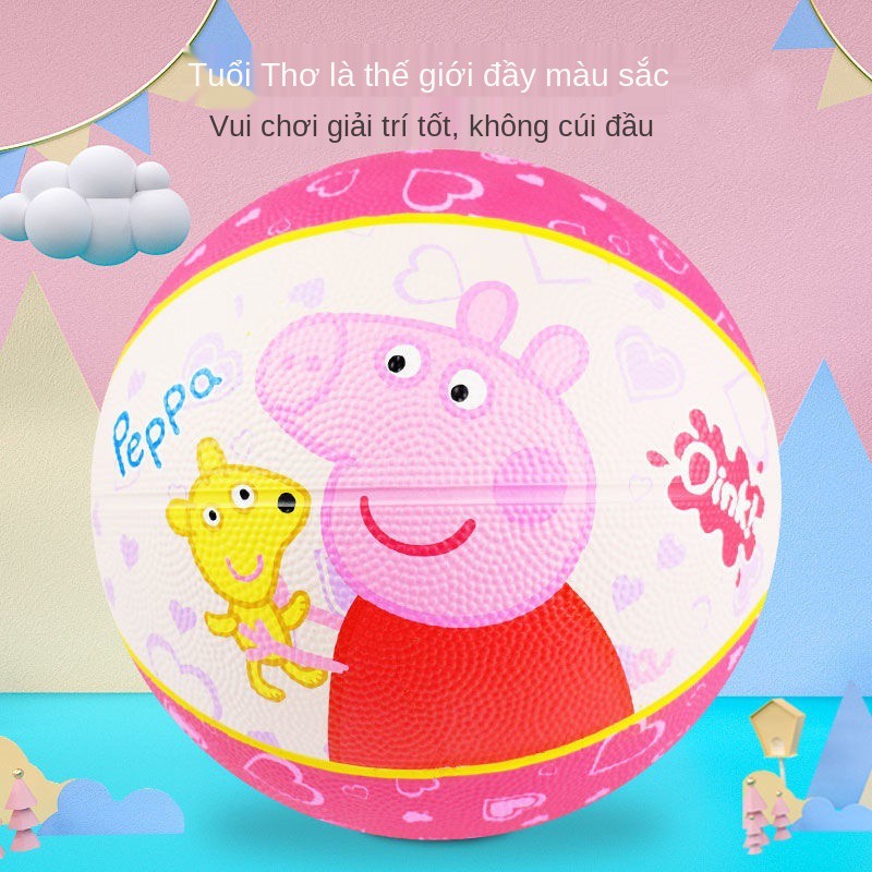 > Pig Peppa Basketball Trường tiểu học sinh mẫu giáo Vỗ bóng Trẻ em rổ cao su Số 3 4 5