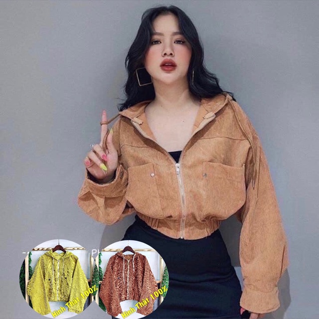 Áo Khoác Chống Nắng Nữ Kaki Nhung Qc Form Lửng Cánh Dơi (SỈ) Bomber Jackets Trơn TÚI KHÔNG NẮP -  AK1021