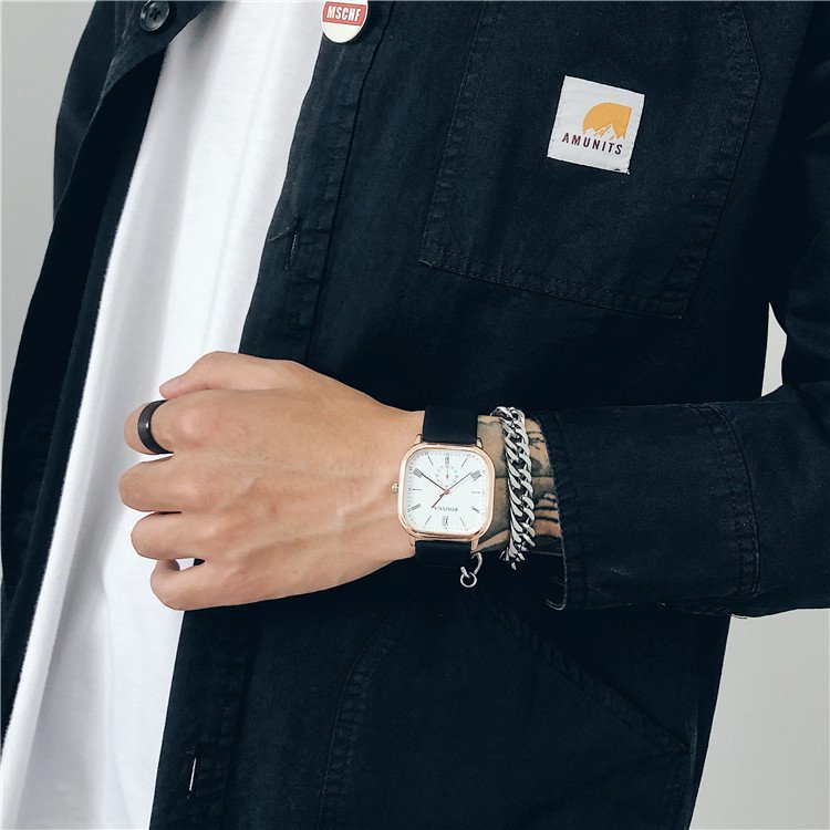 Combo Đồng hồ nam nữ ROSIVGA mặt vuông, Dây chuyền Titan Smile/Sad giành cho cả nam và nữ kiểu dáng unisex
