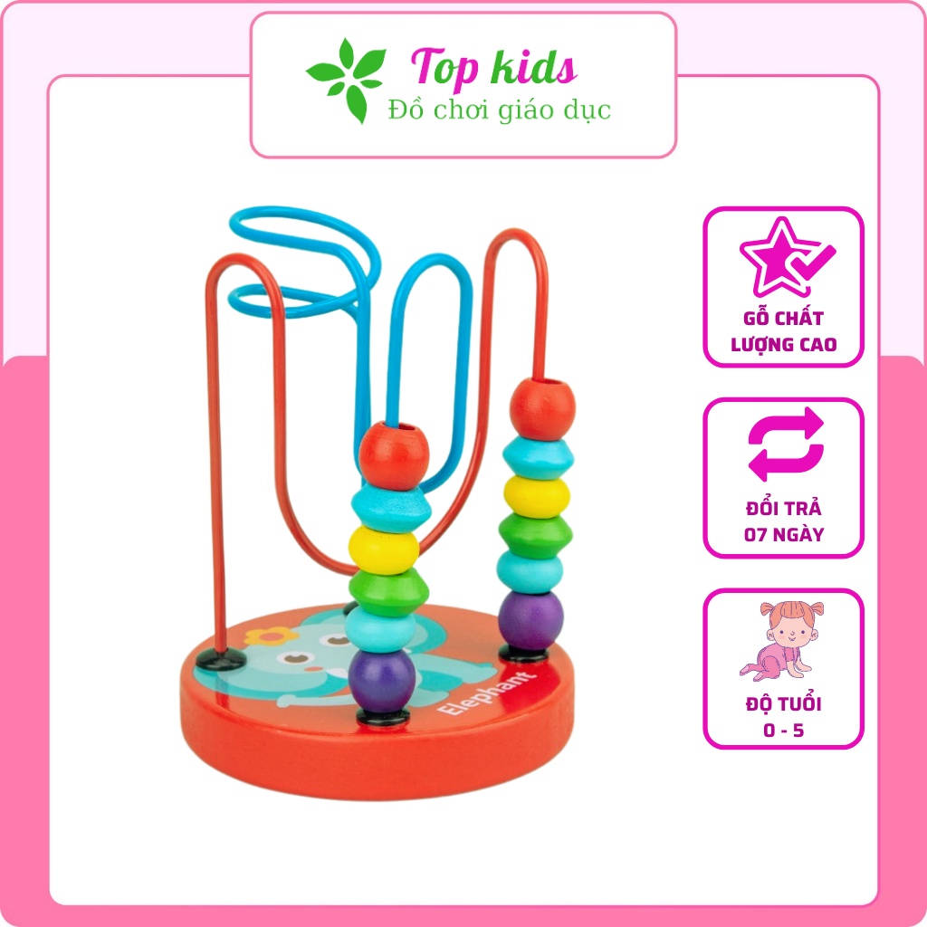 Đồ chơi bằng gỗ montessori bộ luồn hạt mini  giáo dục sớm cho bé từ 1 đến 3 tuổi thông minh trí tuệ - TOPKIDS