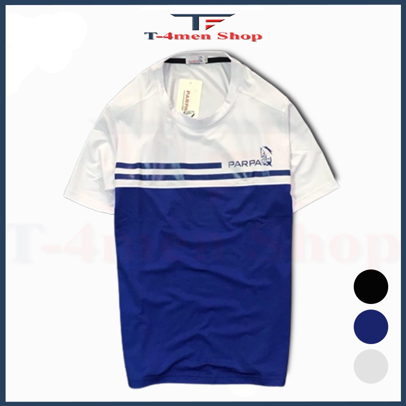 Áo Thun Thể Thao Nam Cổ Tròn Parpa Phối Sọc Ngang Chất Liệu Vải Thun Lạnh Thể Thao Cao Cấp Co Giãn 4 Chiều 3 Màu - T4Men