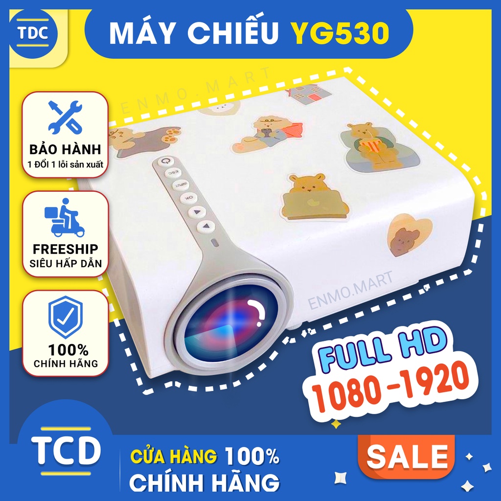 Máy chiếu mini YG530 LEJIADA Full HD, chính hãng kết nối không dây - Tặng Kèm Sticker + Dây HDMI - TDC Mart