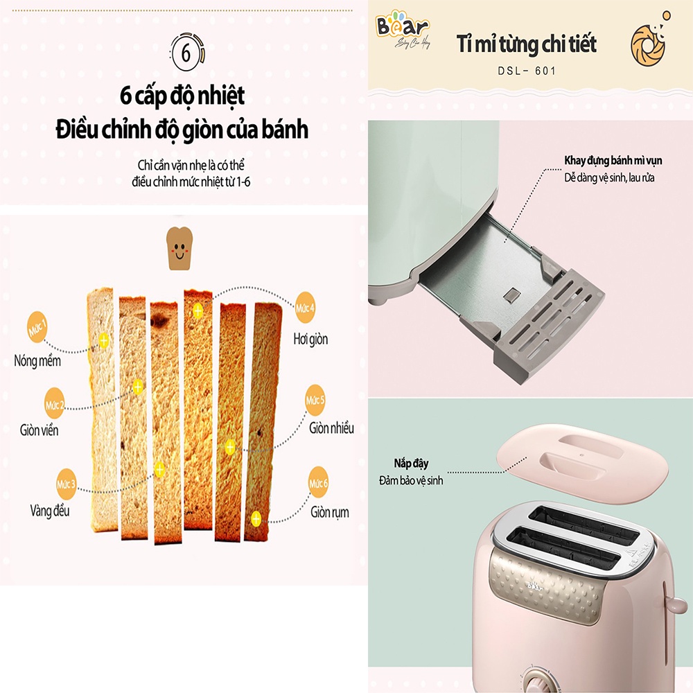 Máy nướng bánh mì sandwich waffle đa năng chuẩn bị bữa sáng nhanh gọn Bear  DSL-601- HiMect