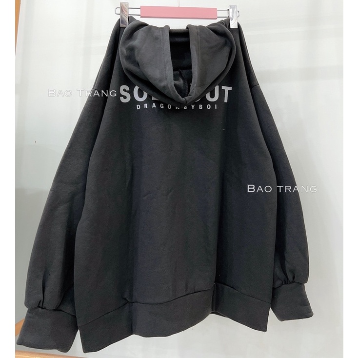 Áo Khoác Nỉ Cổ Bẻ Dáng Rộng Nam Nữ Dragon Sold Out Tay Bồng Unisex Form To Dày Đẹp Hàn Quốc Ulzzang