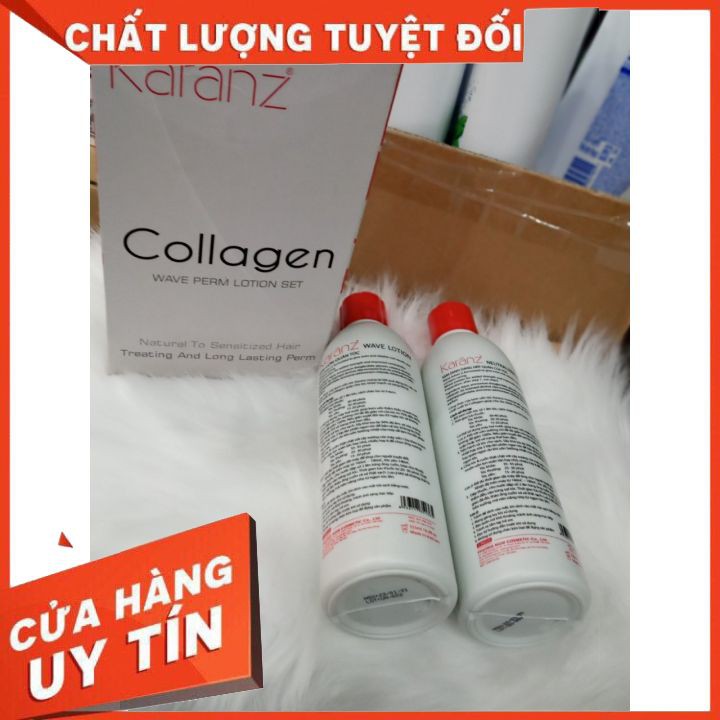 BỘ KEM UỐN NÓNG QUĂN KARANZ COLLAGEN 525ml*2 tạo kiểu giữ nếp ,định hình kiểu tóc thời trang, bắt kịp xu thế