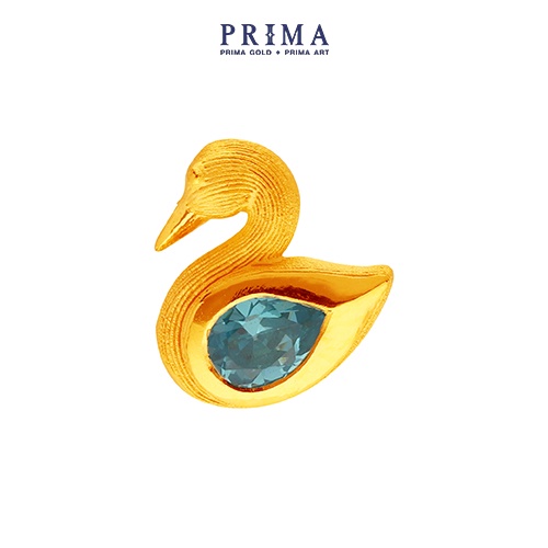 PRIMA Bông Tai Vàng 24K - Đính đá Emerald - BST Mono Chic - Thiên Nga sang trọng (1 chiếc) - 165E0860