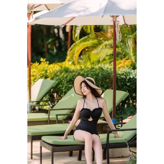 Đồ bơi nữ 1 mảnh màu đen, áo tắm nâng ngực kín đáo, size S,M,L,XL