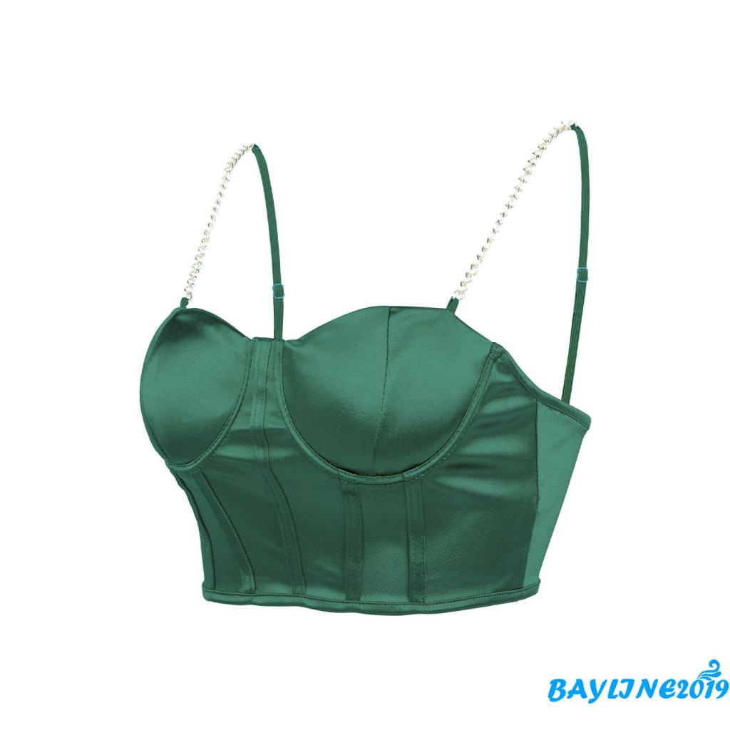 Áo Lửng Hai Dây Có Đệm Mút Màu Sắc Trơn Quyến Rũ Dành Cho Nữ