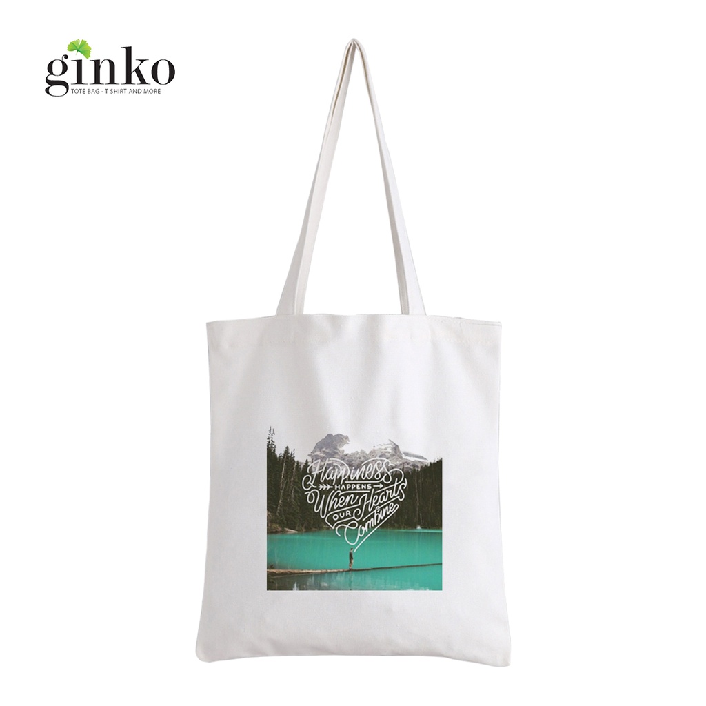 Túi Vải Tote GINKO Kiểu Basic Nút Bấm In Hình Dream Dont Work Unless You Do