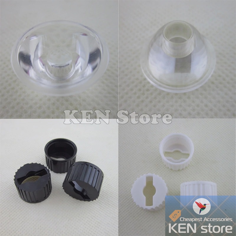 Bộ 5 chóa đèn, thấu kính 20mm cho chip led luxeon 1W 3W 5W (thân nhựa đục)