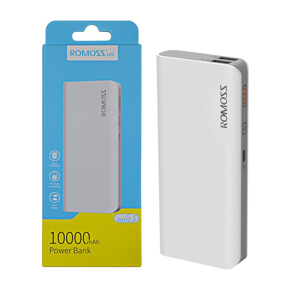 Pin sạc dự phòng Romoss Solit 5 10.000mAh hỗ trợ sạc nhanh 2.1A