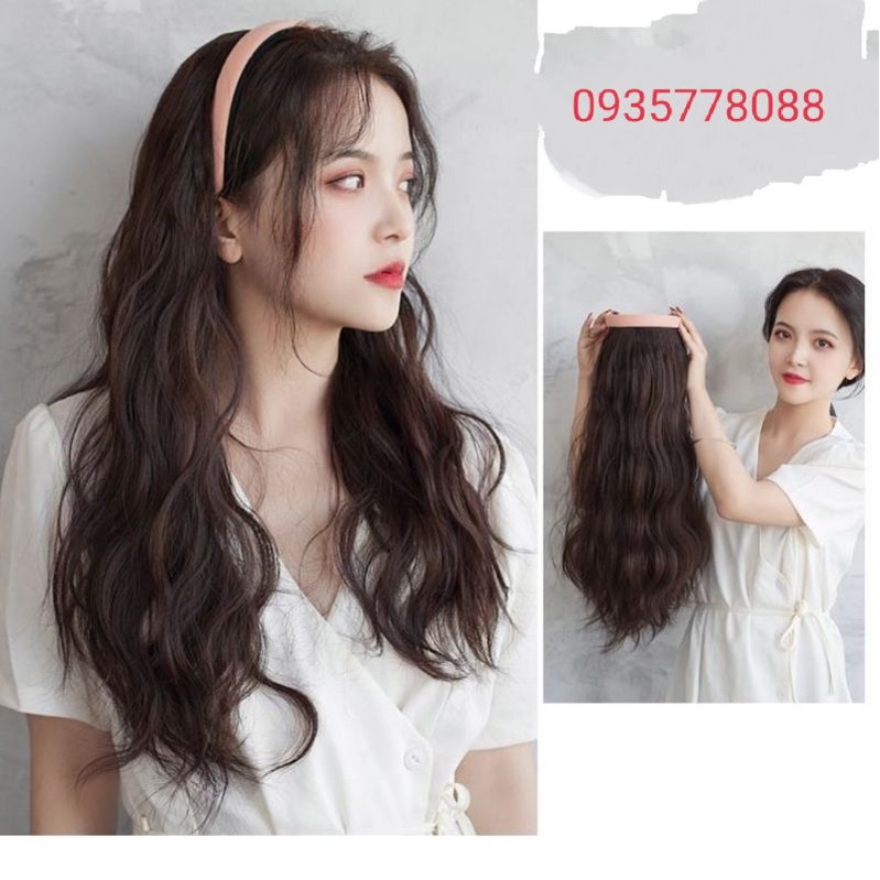 tóc giả đính cài hồng