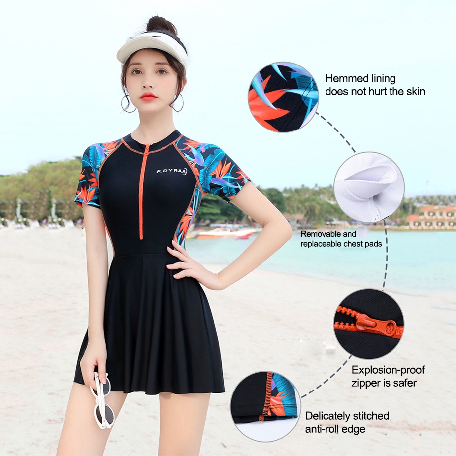 Youyou Bộ Đồ Bơi Một Mảnh Ôm Eo Che Bụng Bằng Vải Mau Khô Có Quần An Toàn Phổ Biến Nhất Dành Cho Bạn Nữ