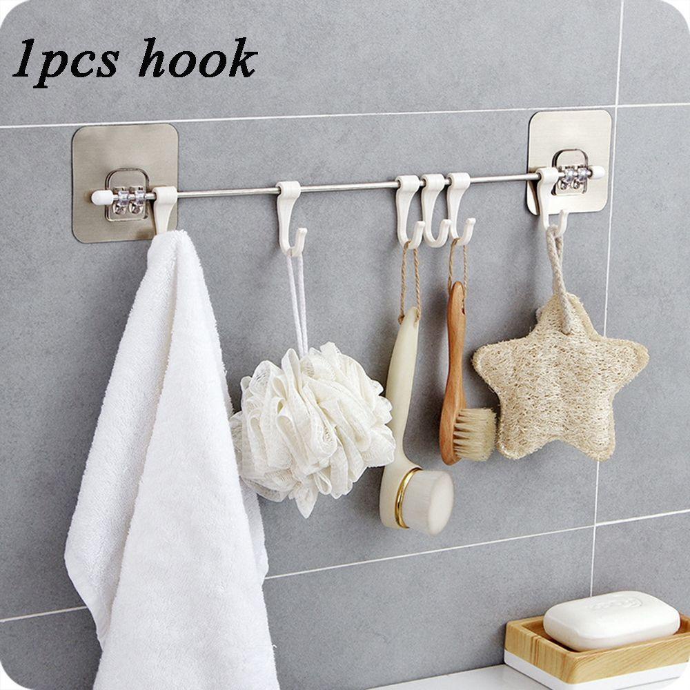 Giá Đỡ 6 Móc Treo Đồ Dùng Nhà Bếp / Phòng Tắm Gắn Tường