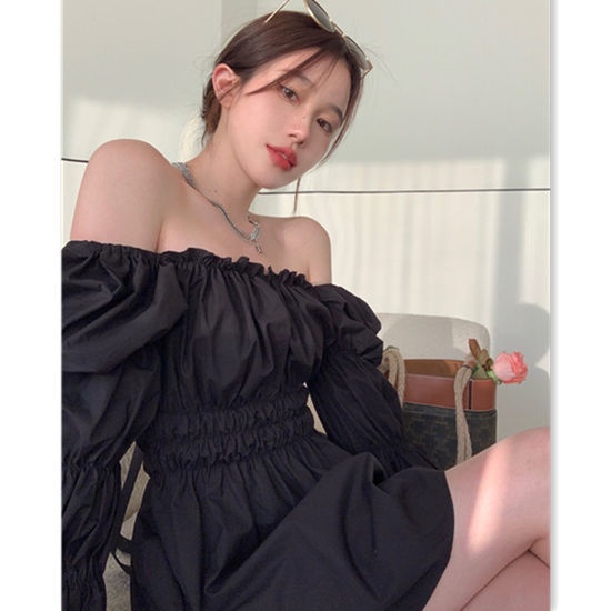 COZOK Đầm Dài Tay Hở Vai Form Ôm Kiểu Dáng Quyến Rũ