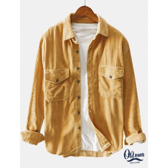 Áo Sơ Mi Nam Vintage Có Túi Chất LIệu Vải Nhung Tăm Mềm Mịn Dày Dặn Không Bai Xù, Phong Cách Cổ Điển, Retro, Trẻ Trung | BigBuy360 - bigbuy360.vn