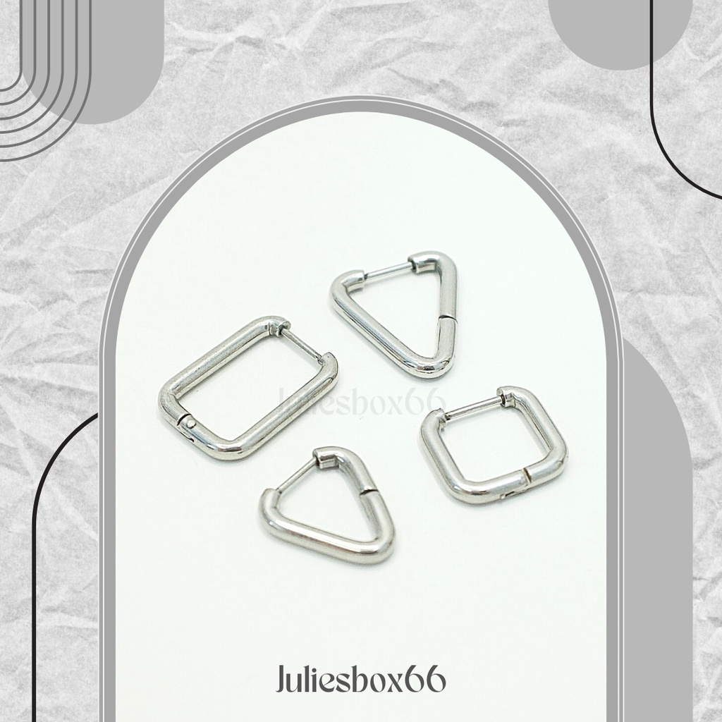 [1 CHIẾC]Khuyên Tai Hoop Hình Màu Bạc Dày 2.5MM Unisex Titanium Julies Box 66 Bông Tai Titan Nam