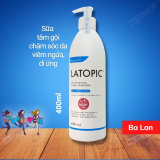 Sữa tắm gội chăm sóc da viêm ngứa, di ứng dạng Gel LATOPIC 400ml làm dịu da, giảm khô ngứa, kích ứng