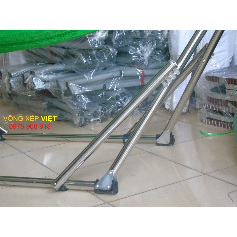 Võng xếp khung inox phi 32 kèm lưới võng cỡ đại- giá rẻ