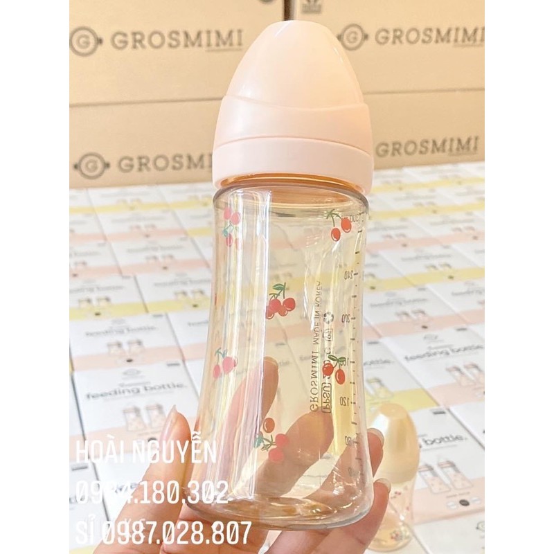 Bình sữa Grosmimi Cherry Hàn Quốc 🍒 200ml/300ml - Rose/Gold (Phiên bản giới hạn 2021)