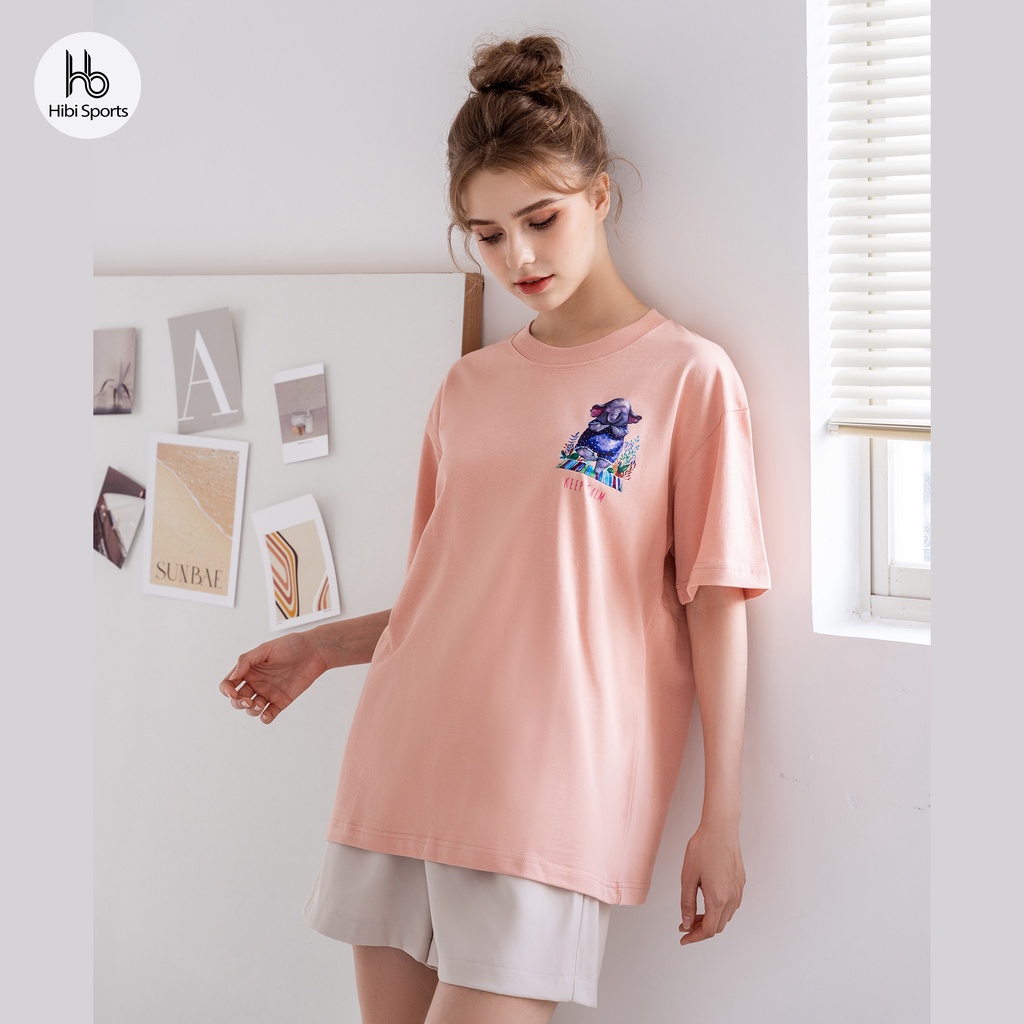 Áo thun tay lỡ Hibi Sports Voi Con KEEP CALM ST002 kiểu phông unisex nam nữ, vải cotton Premium, form oversize